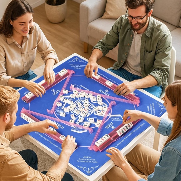 Mahjong Racks with Pushers, Set of 4, Pink - Picture 7 of 7